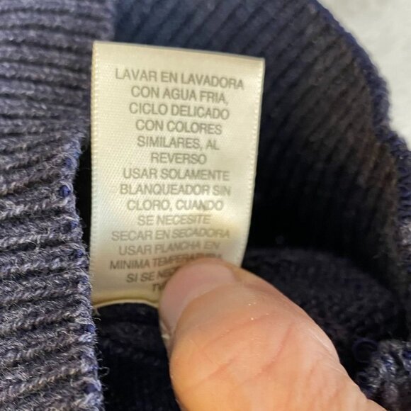 St. Johns Bay Mens Cardigan Sweater Large Button Front Cable Knit Navy Casual - Picture 7 of 10